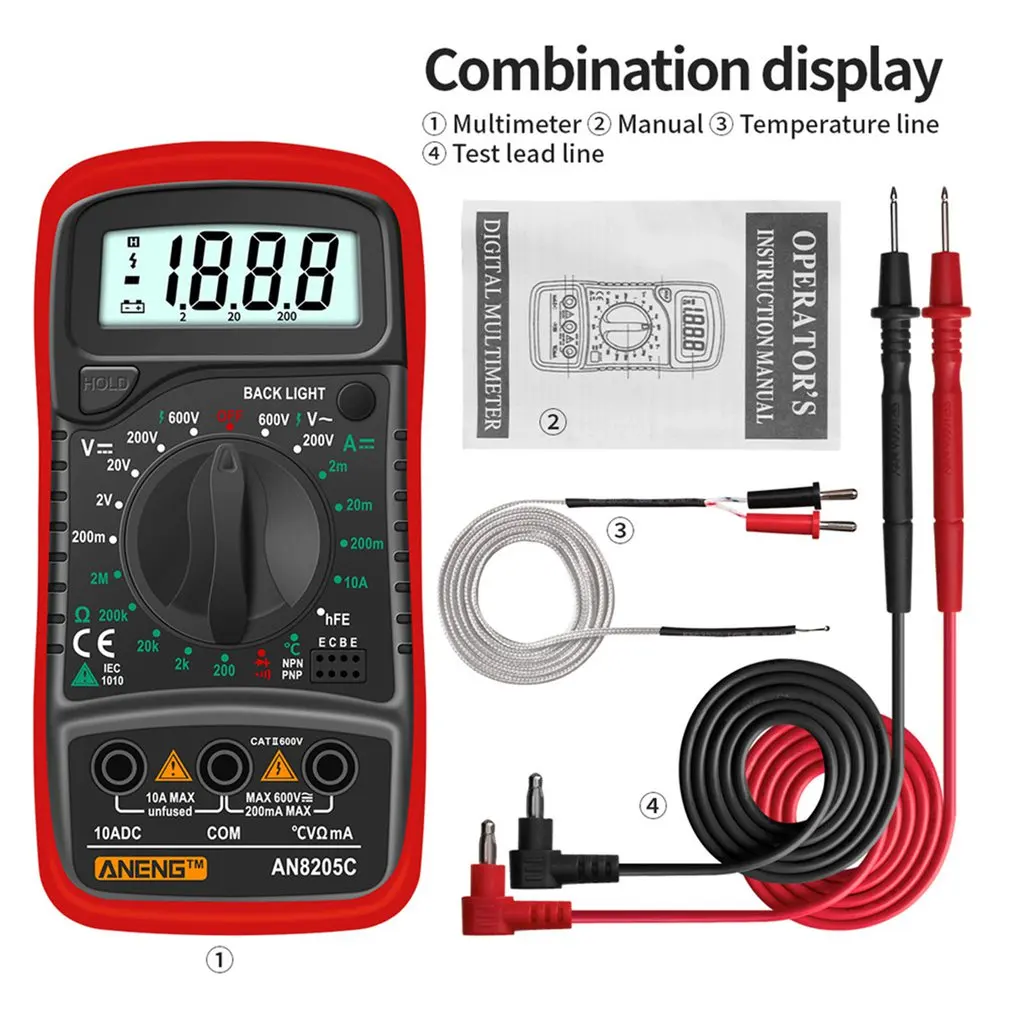 High Precision Multimeter Ammeter Volt Resistance Tester Household Precise Current Meter Multi Function With Silicone Cover
High Precision Multimeter Ammeter Volt Resistance Tester Household Precise Current Meter Multi Function With Silicone Cover