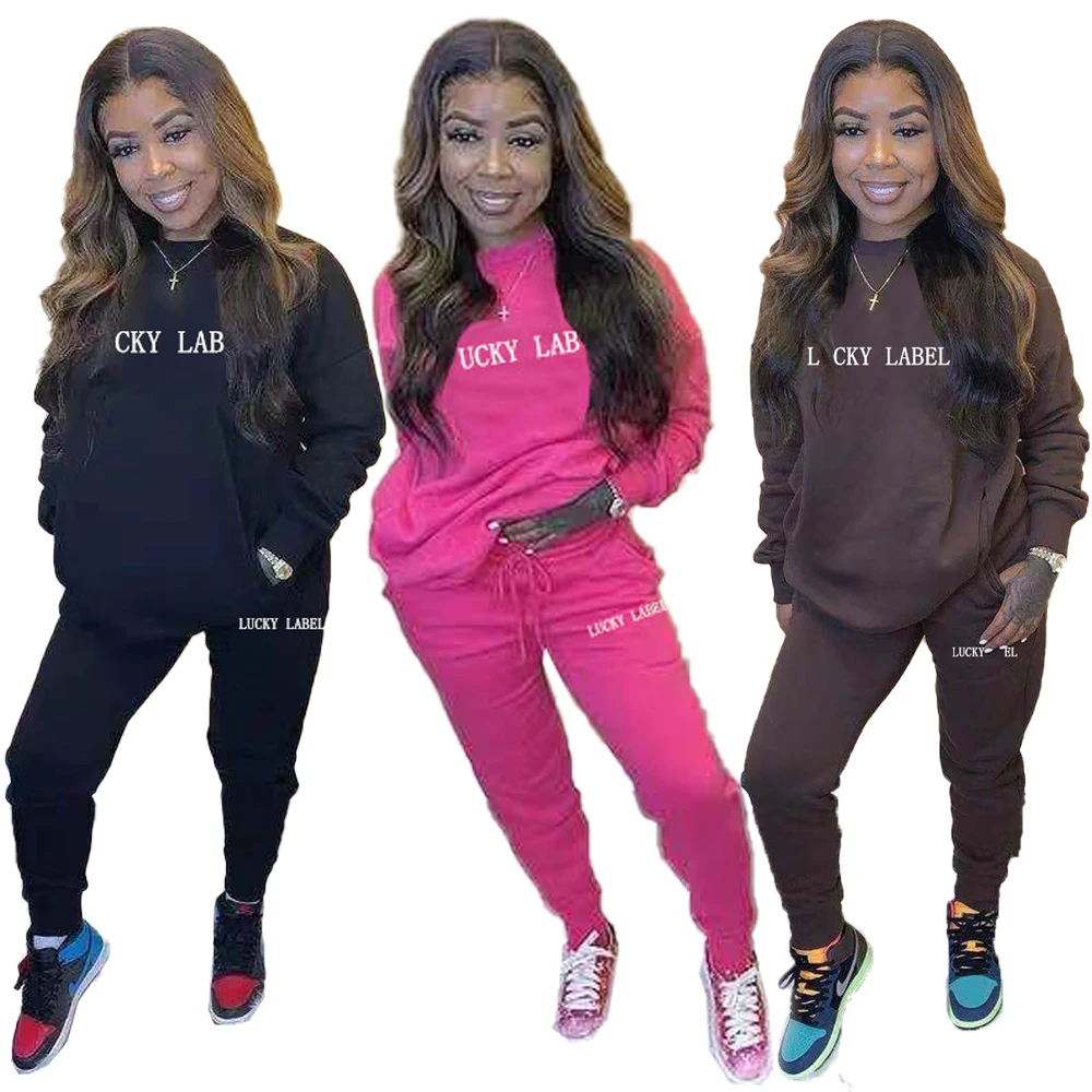 Lucky Label Letter Print O-Neck Long Sleeves Solid Color Tops & Pants Bottoms New Arrival Autumn 2 Piece Sets Womens Outfits
Lucky Label Letter Print O-Neck Long Sleeves Solid Color Tops & Pants Bottoms New Arrival Autumn 2 Piece Sets Womens Outfits