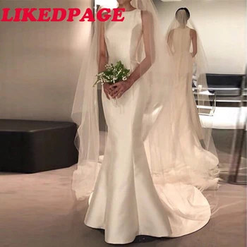 LIKEDPAGE 2020 Wedding Dresses Satin O-neck Wedding Bridal Gowns Sweep Train vestido de noiva mermaid sheer beach wedding guest
LIKEDPAGE 2020 Wedding Dresses Satin O-neck Wedding Bridal Gowns Sweep Train vestido de noiva mermaid sheer beach wedding guest