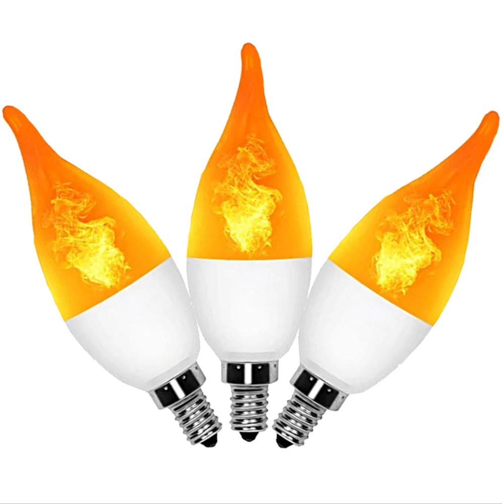 

3 Modes LED Flame Lamp New Gravity Induction 2835 Light Beads 3W E27 E14 AC85-265V Flame Bulb For Home Halloween Christmas