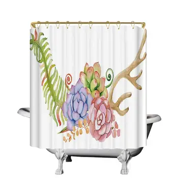 Antler Decor Decorative Shower Curtain,Watercolor Antler with Succulent Plant Flowers and Fern Branch Boho Chic Style for
Antler Decor Decorative Shower Curtain,Watercolor Antler with Succulent Plant Flowers and Fern Branch Boho Chic Style for