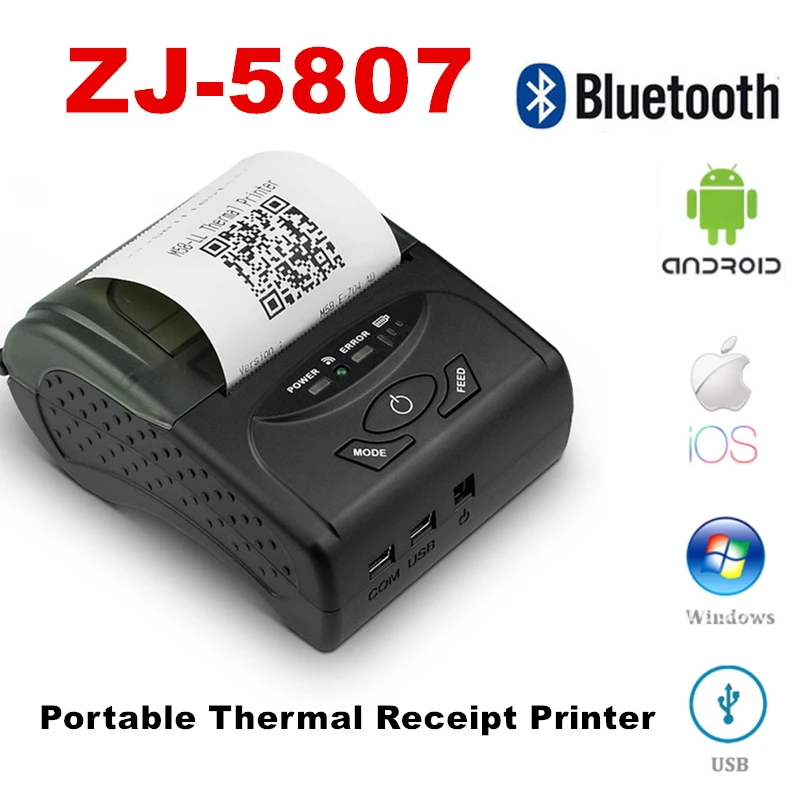 ZJ-5807 Mini Thermal Printer Phone Bluetooth USB Portable Receipt Ticket Machine Device For Supermarket Restaurant | Компьютеры и офис