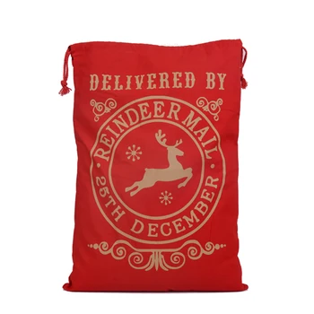 

2017 New Year 1pcs Creative Santa Claus Deer 6 Styles Drawstring Canvas Santa Sack Rustic Vintage Christmas Gift Bag Decoration