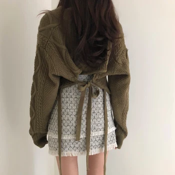 Women Autumn Short KnittedTwist Sweater Pullover Backless Lacing Jumper Plus Size Pull Femme Sueter Mujer Jersey Truien Dames 
Women Autumn Short KnittedTwist Sweater Pullover Backless Lacing Jumper Plus Size Pull Femme Sueter Mujer Jersey Truien Dames