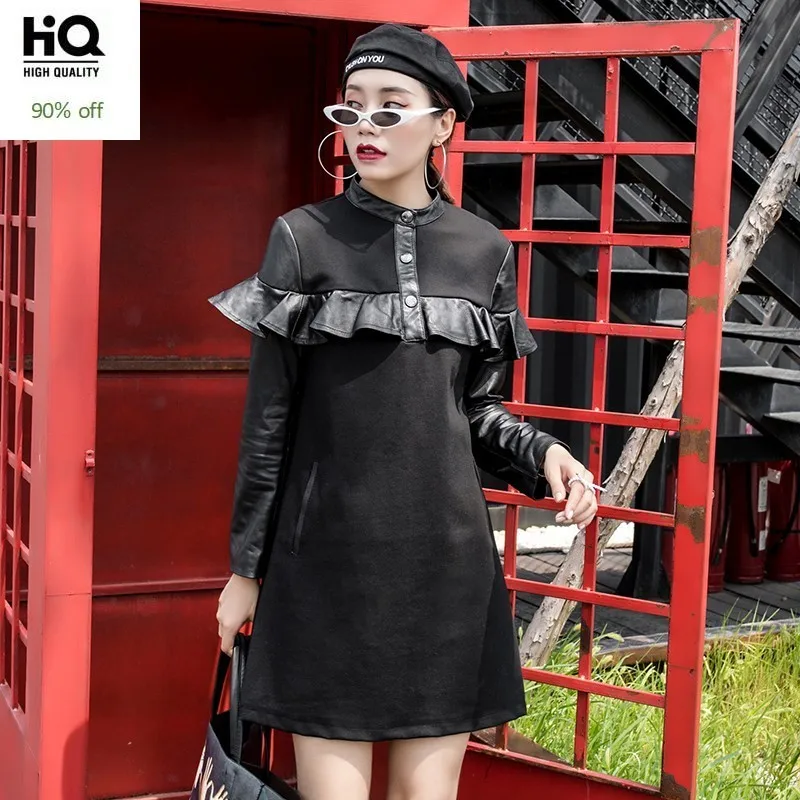 2020 Autumn Long Sleeve Sheepskin Dress Women Streetwear Ruffles Loose Patchwork Natural Leather A-Line Dress Runway Midi Dress
2020 Autumn Long Sleeve Sheepskin Dress Women Streetwear Ruffles Loose Patchwork Natural Leather A-Line Dress Runway Midi Dress