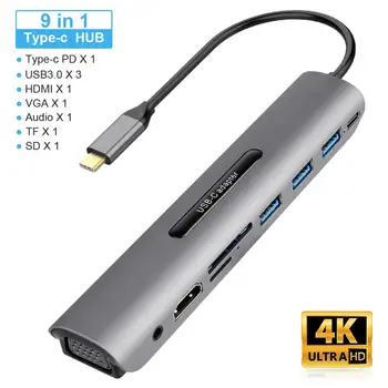 9-in-1 USB Type C HUB With HDMI RJ45 PD Charge SD/TF Card Reader USB-C Hub Splitter For Macbook Pro Laptop Accessories Multi HUB
9-in-1 USB Type C HUB With HDMI RJ45 PD Charge SD/TF Card Reader USB-C Hub Splitter For Macbook Pro Laptop Accessories Multi HUB