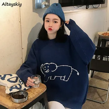 Pullovers Women Crewneck Cartoon Knitted Pullover Loose Jumper Outwear Korean Student Preppy Style Chic Soft Basic Girls New Fit
Pullovers Women Crewneck Cartoon Knitted Pullover Loose Jumper Outwear Korean Student Preppy Style Chic Soft Basic Girls New Fit