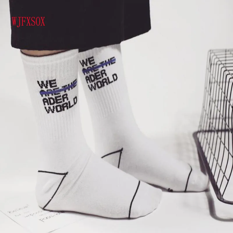 

Happy Streetwear Meias Hemp Male Socks unisex Hip Hop meias Simple letter tide brand in Harajuku solid cylinder socks