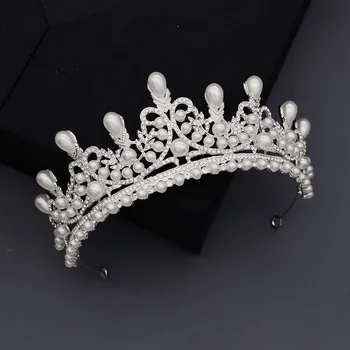 Atmosphere Bride Wedding Dress Ornament High-End Diamond Pearl Crown Photo Studio Photo Accessories Stage Performance Headdress 
Atmosphere Bride Wedding Dress Ornament High-End Diamond Pearl Crown Photo Studio Photo Accessories Stage Performance Headdress