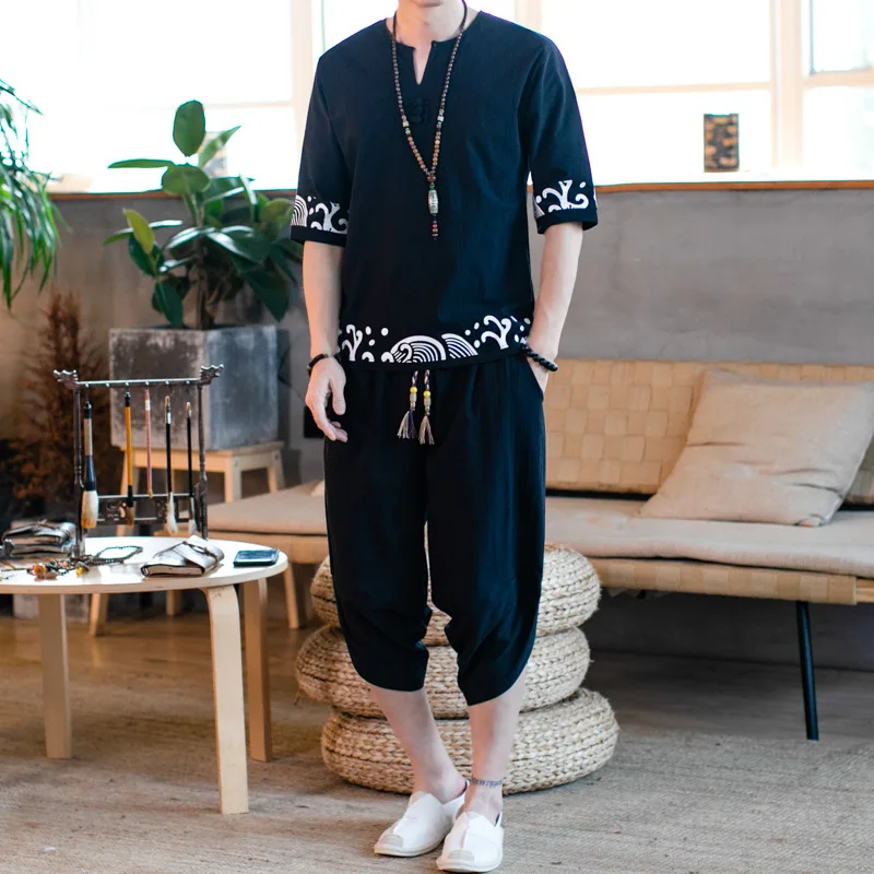 2019 Main Push Cotton Linen Set New Style Flax Set Men Printed Chinese-style Summer Short-sleeved Two-Piece Set
2019 Main Push Cotton Linen Set New Style Flax Set Men Printed Chinese-style Summer Short-sleeved Two-Piece Set