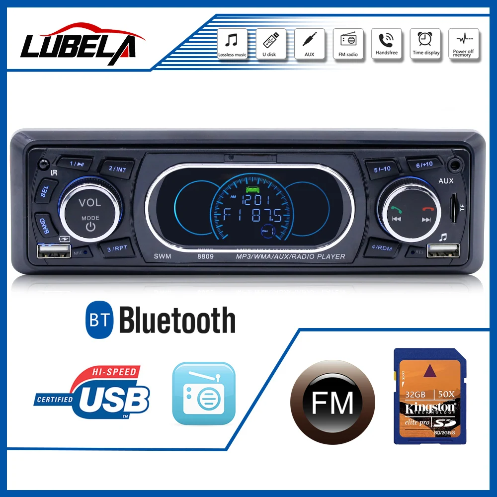 Автомагнитола с дистанционным управлением mp3 плеер 1 Din Bluetooth AUX/TF/USB FM Зарядка