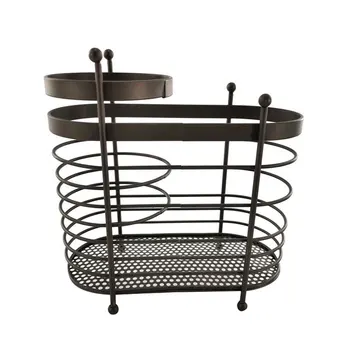 Metal Wire Cutlery Utensil Anti Rust Modern Table Forks Spoons Easy Clean For Kitchen Storage Organizer Drying Rack 2 Sections