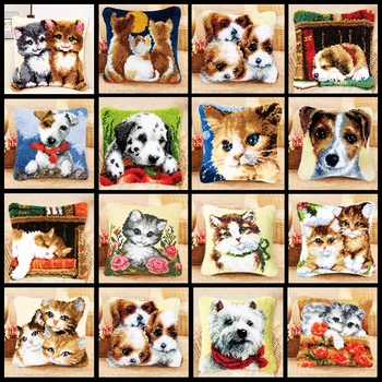 Latch Hook Cat and Dog Pattern Pillow Latch Hook Kit Package Latch Hook Cute Animal Serie Pillow European and American Style DIY
Latch Hook Cat and Dog Pattern Pillow Latch Hook Kit Package Latch Hook Cute Animal Serie Pillow European and American Style DIY