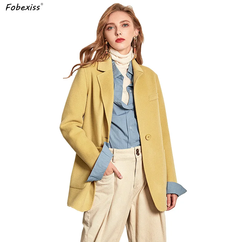 Stylish Yellow Wool Coat Office Lady Oversized Outerwear 100% Wool Jackets Single Button Pockets Double-Faced Alpaca Wool Coat
Stylish Yellow Wool Coat Office Lady Oversized Outerwear 100% Wool Jackets Single Button Pockets Double-Faced Alpaca Wool Coat