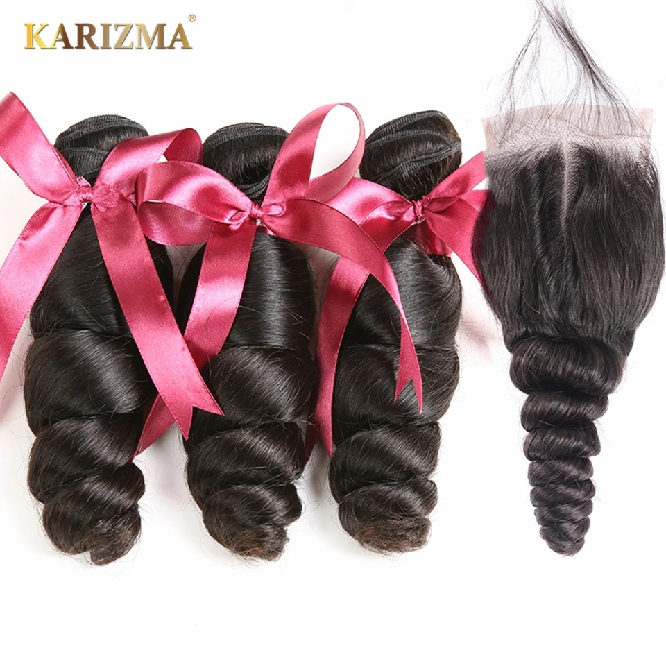 Бразильские волнистые пряди Karizma с закрытием 3 бразильских волос не Реми|hair