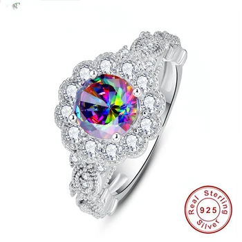 8*8mm Main Stone of Colorful rainbow topaz Ring Genuine 925 Sterling Silver Jewelry For Wedding Party Micro Pave Finger Ring
8*8mm Main Stone of Colorful rainbow topaz Ring Genuine 925 Sterling Silver Jewelry For Wedding Party Micro Pave Finger Ring