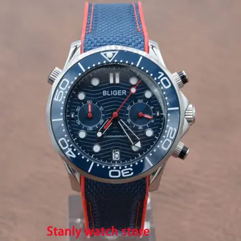Sapphire glass Bliger 41mm blue dial luminous marks ceramic bezel chronograph function stop watch quartz movement men's watch
Sapphire glass Bliger 41mm blue dial luminous marks ceramic bezel chronograph function stop watch quartz movement men's watch