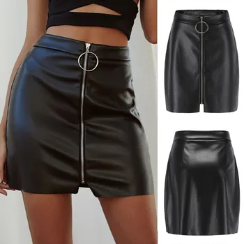 Sexy Zipper Leather Skirt Women Casual High Waist Tight Slim Pencil Mini Skirt Autumn Streetwear Black Short Straight skirt#4.10
Sexy Zipper Leather Skirt Women Casual High Waist Tight Slim Pencil Mini Skirt Autumn Streetwear Black Short Straight skirt#4.10