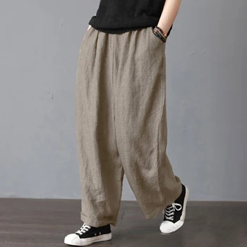 Harem Pant Women Hemp Bloomer Plus Size S-2XL Loose Women Trouser Cotton Linen Pleated Oversize Pockets Wide Leg Pant 
Harem Pant Women Hemp Bloomer Plus Size S-2XL Loose Women Trouser Cotton Linen Pleated Oversize Pockets Wide Leg Pant