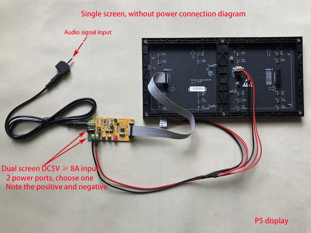 Full Color RGB Music Audio Spectrum Display Screen KTV Stage LED Rhythm Light 64 Mode Level Indicator VU Meter DIY
