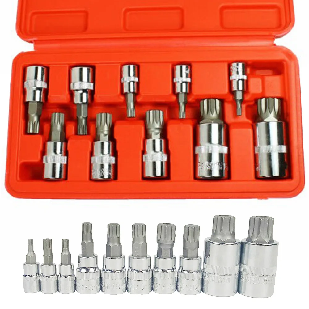 10pcs Drill Socket Triple Square Spline Bit Breaker Bar Torque Ratchet Wrench Socket 4mm-18mm Tool For BMW European vehicles
10pcs Drill Socket Triple Square Spline Bit Breaker Bar Torque Ratchet Wrench Socket 4mm-18mm Tool For BMW European vehicles