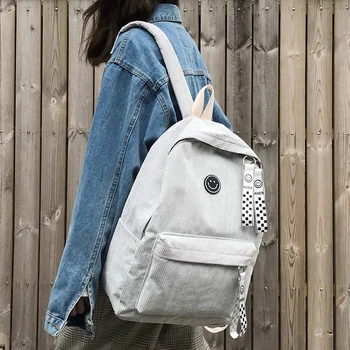Stripe Female Corduroy Backpack kawaii Women School Bag Smile Teenage Girl Cute Backpack Harajuku Fashion Bags Book Student Lady
Stripe Female Corduroy Backpack kawaii Women School Bag Smile Teenage Girl Cute Backpack Harajuku Fashion Bags Book Student Lady