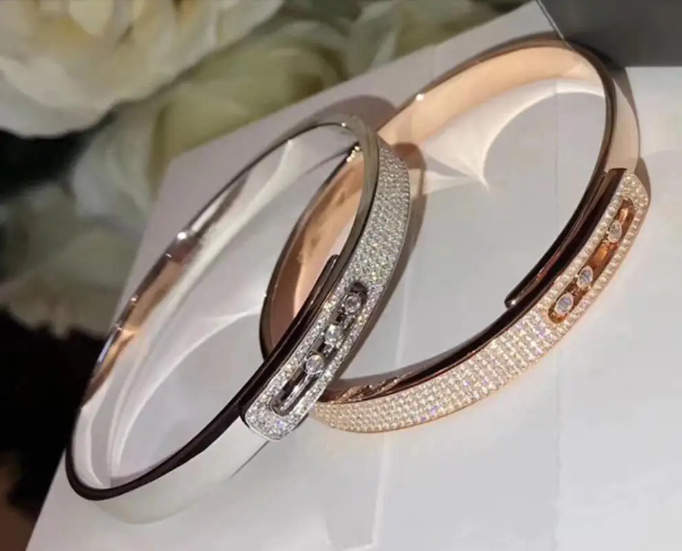 925 Sterling Silver elegant CZ crystal full stone moving Bracelet Slide Stone Silver Bangle fashion Rose Gold circle Lock bangle
925 Sterling Silver elegant CZ crystal full stone moving Bracelet Slide Stone Silver Bangle fashion Rose Gold circle Lock bangle