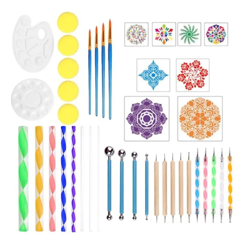 41pcs Mandala Dotting Tools Set for DIY Painting Rock Stone Ceramic Stencil Template Brush Paint Tray
41pcs Mandala Dotting Tools Set for DIY Painting Rock Stone Ceramic Stencil Template Brush Paint Tray