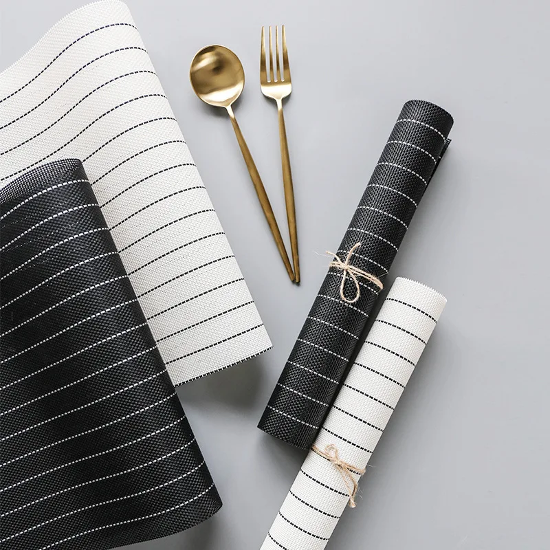 Waterproof Black and White Striped Simple Placemat Western Table Mat Insulation Placemat
Waterproof Black and White Striped Simple Placemat Western Table Mat Insulation Placemat