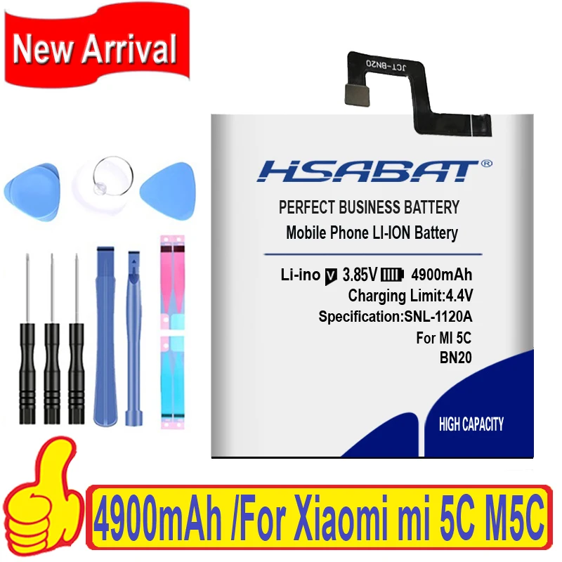 Аккумулятор HSABAT BN20 4900mAh для Xiaomi mi 5C M5C mi5C | Мобильные телефоны и аксессуары