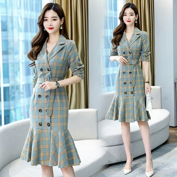 2020 Fall Women's New Fashion Lapel Long Sleeve Temperament Elegant Slim Check Dress Comfortable Soft Simple Trendy Dress S-XXXL
2020 Fall Women's New Fashion Lapel Long Sleeve Temperament Elegant Slim Check Dress Comfortable Soft Simple Trendy Dress S-XXXL