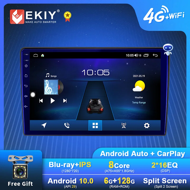 EKIY Blu-Ray IPS Car Radio For Ford Universal Android 10.0 Multimedia Stereo Auto Audio Video Carplay Player Head Unit Recorder |