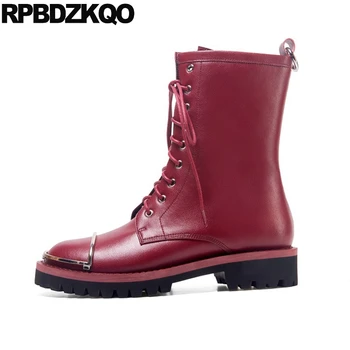 chunky genuine leather women wine red metal military fall front lace up casual ankle boots autumn combat shoes british round toe
chunky genuine leather women wine red metal military fall front lace up casual ankle boots autumn combat shoes british round toe