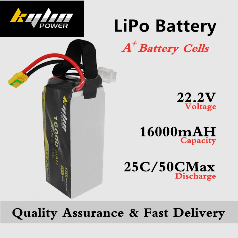 Lipo battery 6S 22.2V 16000mAH 25C/50C Max High rate Plant Protection UAV Helicopter RC Drones large capacity Lithium Battery
Lipo battery 6S 22.2V 16000mAH 25C/50C Max High rate Plant Protection UAV Helicopter RC Drones large capacity Lithium Battery