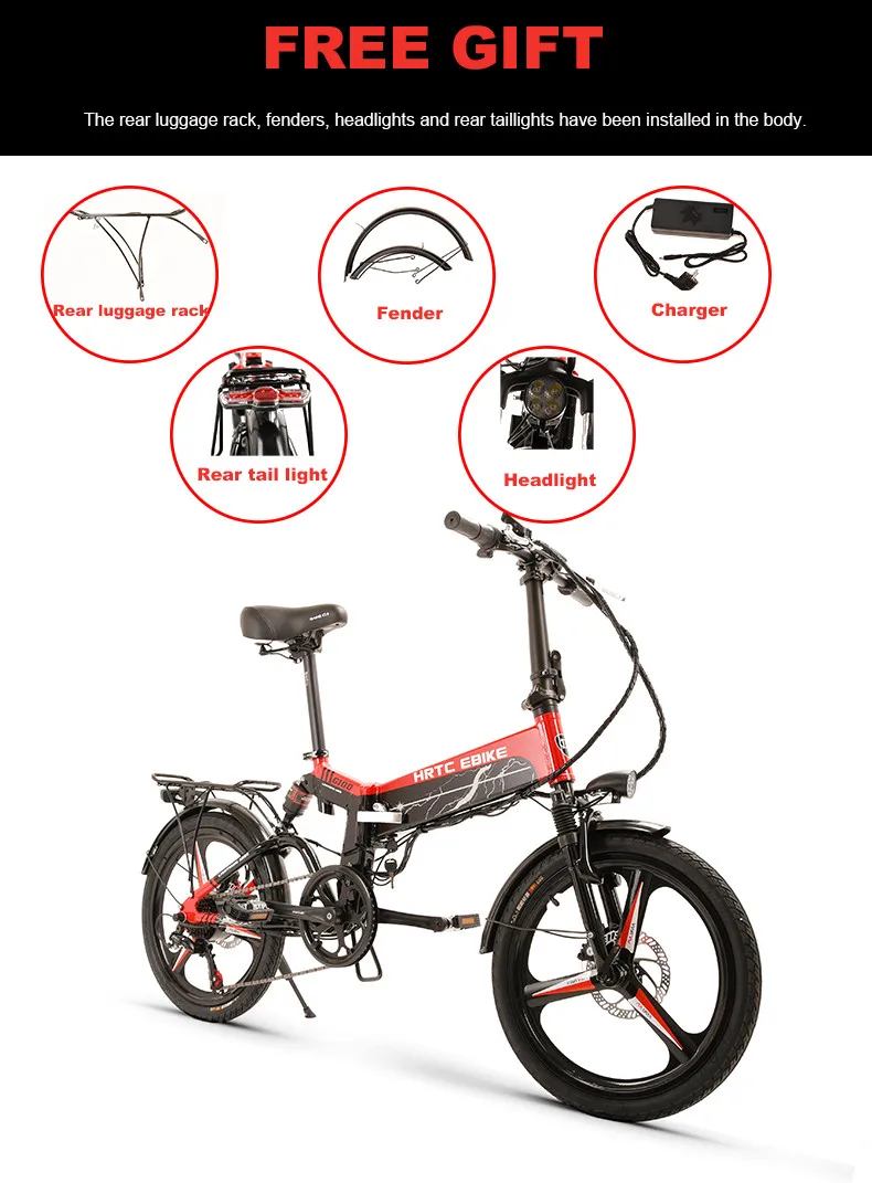 Top 20inch electric bicycle 48V400W high speed motor Front and rear double suspension fold electric ebike 16