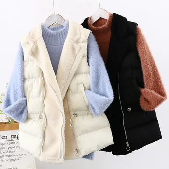 Lamb Fur Cotton Vest Autumn Winter Womens Jacket Pocket Coat Warm Casual Cotton Padded Vest Female Slim Sleeveless Waistcoat
Lamb Fur Cotton Vest Autumn Winter Womens Jacket Pocket Coat Warm Casual Cotton Padded Vest Female Slim Sleeveless Waistcoat