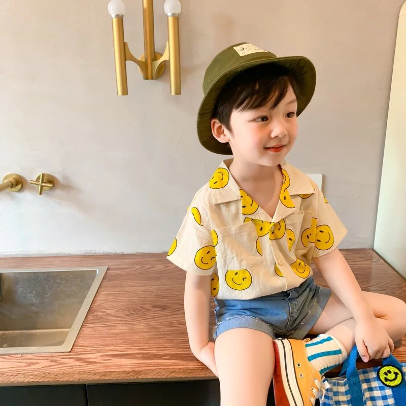 MILANCEL kids clothes short sleeve shirt for boys fashion girls t-shirt smile face girls tops cotton boy outfit MILANCEL kids clothes short sleeve shirt for boys fashion girls t-shirt smile face girls tops cotton boy outfit