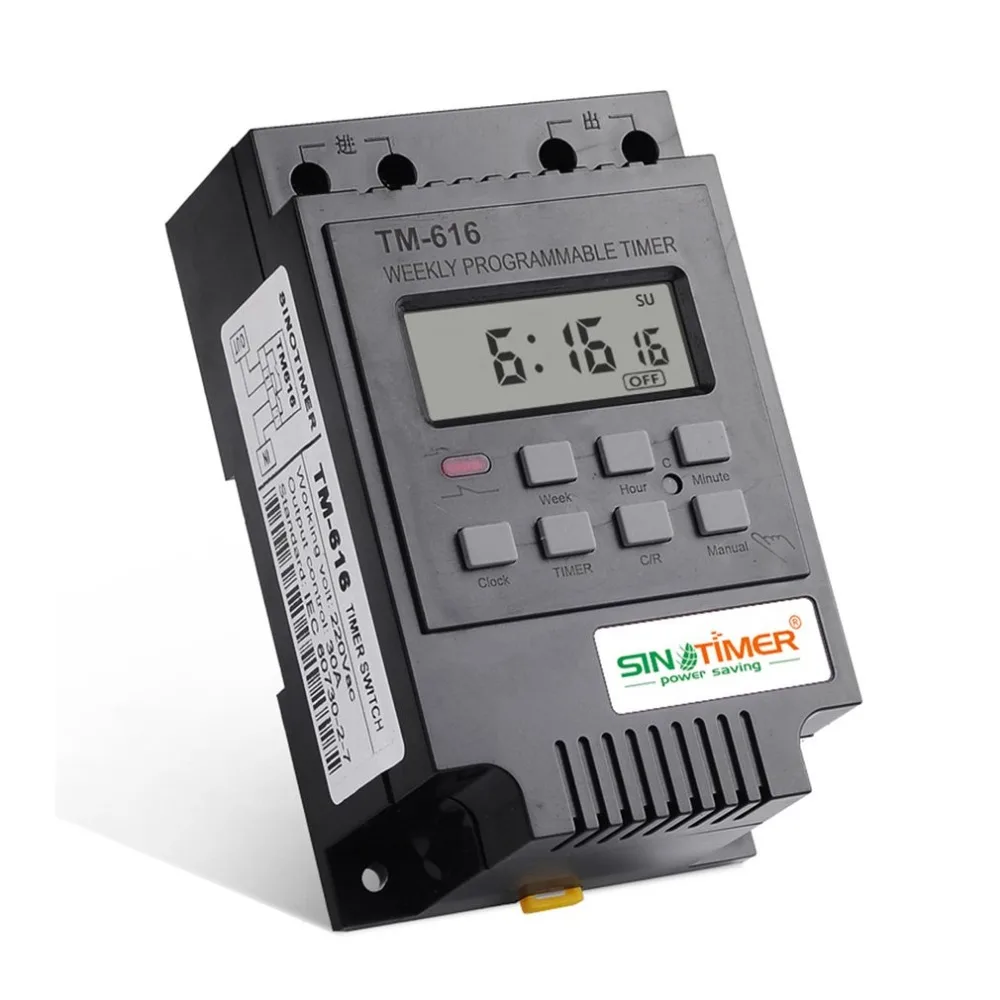 SINOTIMER TM616B-2 30A 220V Electronic Weekly Programmable Digital TIME SWITCH Relay Timer Control Timer Din Rail Mount
SINOTIMER TM616B-2 30A 220V Electronic Weekly Programmable Digital TIME SWITCH Relay Timer Control Timer Din Rail Mount