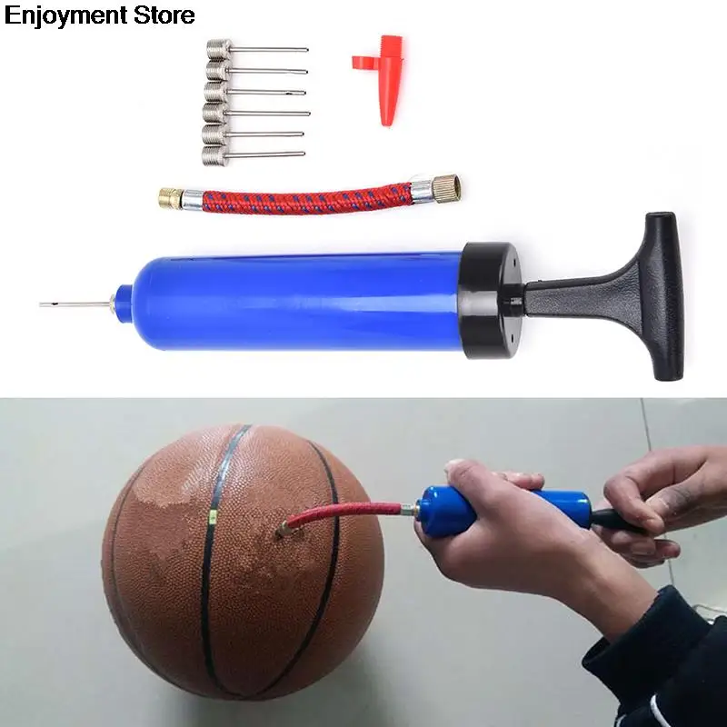 Blue Plastic Football Soccer Inflatable Ball Hand Air Pump with Needle New | Спорт и развлечения