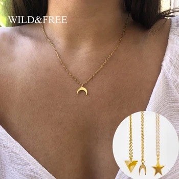 Wild&Free Gold Metal Triangle Moon Star Pendant Necklace For Women Girls Short Geometric Charm Necklace ladies gift 
Wild&Free Gold Metal Triangle Moon Star Pendant Necklace For Women Girls Short Geometric Charm Necklace ladies gift