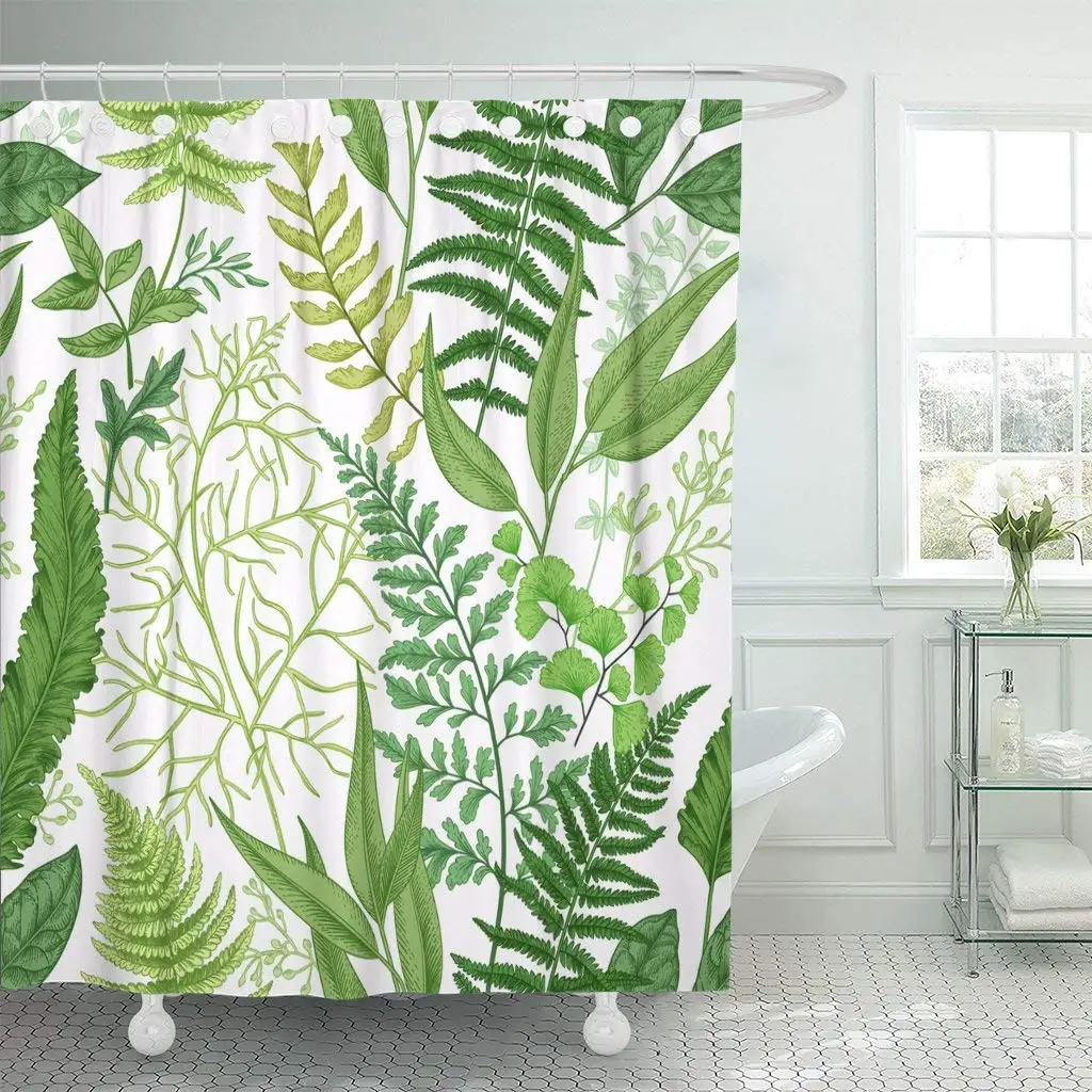 Pattern Spring Leafy Green Vintage Floral Different Ferns Botanical Bathroom Decor Shower Curtain Sets with Hooks Polyester
Pattern Spring Leafy Green Vintage Floral Different Ferns Botanical Bathroom Decor Shower Curtain Sets with Hooks Polyester