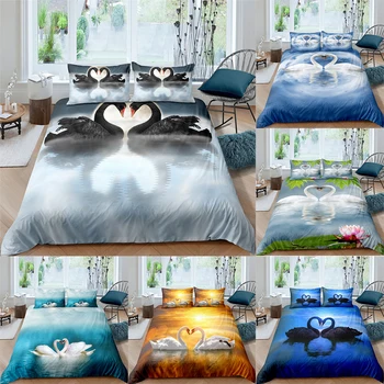 3D Swan Bedding Sets Quilt Cover King Size Home textile Bed Sets Duvet Cover Set King Queen Full Double Size 
3D Swan Bedding Sets Quilt Cover King Size Home textile Bed Sets Duvet Cover Set King Queen Full Double Size
