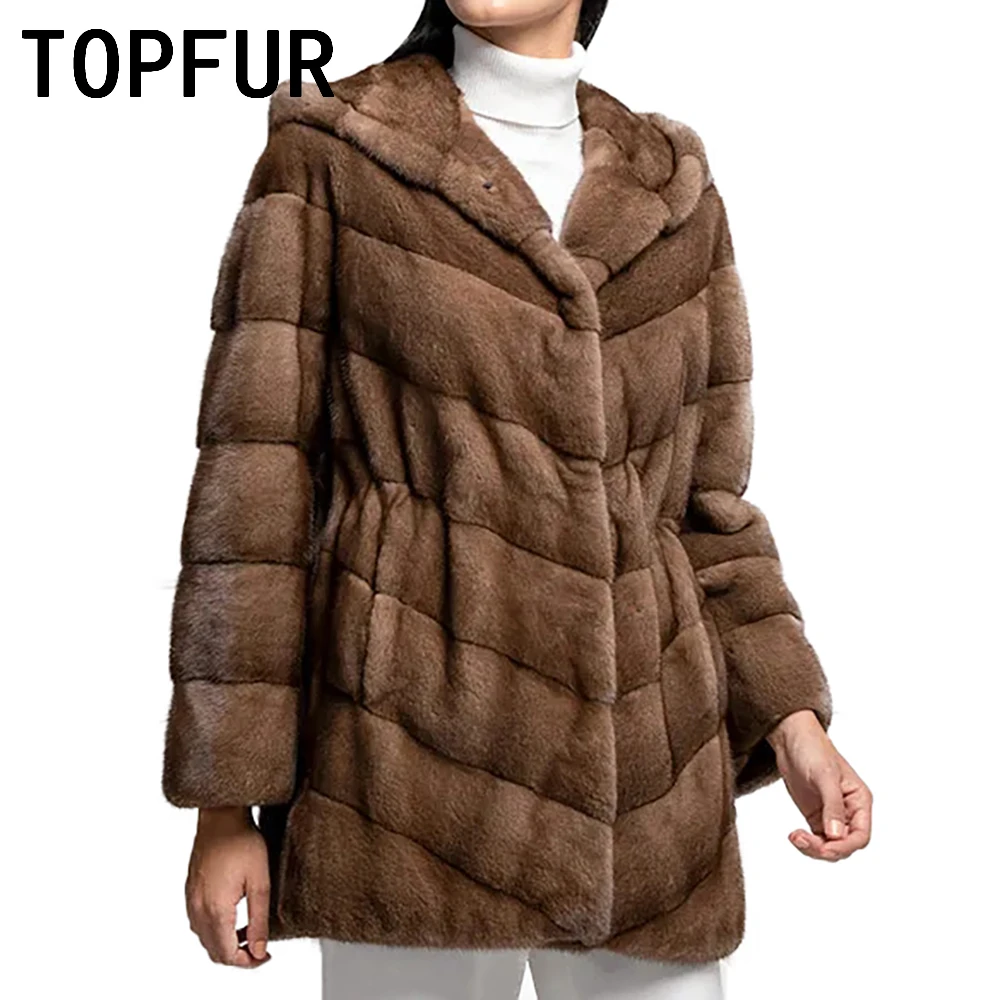 TOPFUR Import Brown Natural Mink Fur Coat Woman High Quality Luxurious Real Fur Coat With Fur Hooded Fashion Winter Jacket Woman
TOPFUR Import Brown Natural Mink Fur Coat Woman High Quality Luxurious Real Fur Coat With Fur Hooded Fashion Winter Jacket Woman