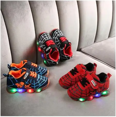 Kids Toddler Led Glowing Sneakers Children Hook Loop Fashion Luminous Shoes For Girls Boys Spider man Children's Shoes
Kids Toddler Led Glowing Sneakers Children Hook Loop Fashion Luminous Shoes For Girls Boys Spider man Children's Shoes