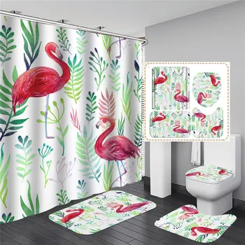 Flamingo Printing Polyester Pink Shower Curtain Toilet Cover Mat Non-Slip Rug Set Washable Decor Curtains for Bathroom Shower
Flamingo Printing Polyester Pink Shower Curtain Toilet Cover Mat Non-Slip Rug Set Washable Decor Curtains for Bathroom Shower