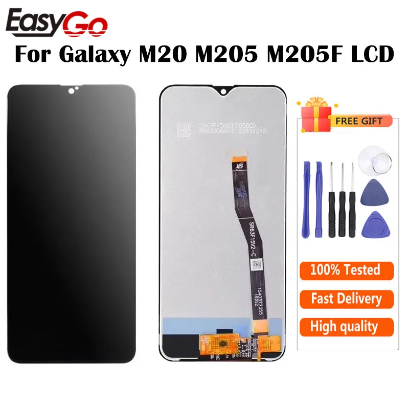100% Original For Samsung Galaxy M20 LCD M205 M205f Sm-m205f/ds Display With Touch Screen Digitizer Assembly Free Shipping | Мобильные