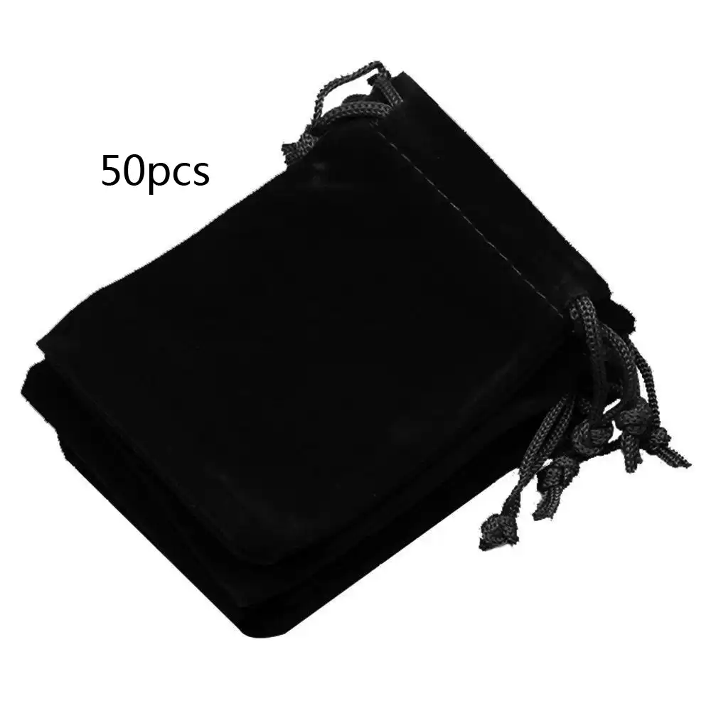 50pcs small gift bag black velvet cloth drawstring bag jewelry
