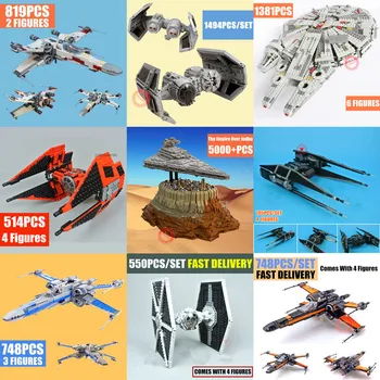 Empire Over Jedha First Order Heavy Assault Walker Falcon Tie Fighter Star Wars Building Block Bricks 75105 75189 75212 Toy Kid