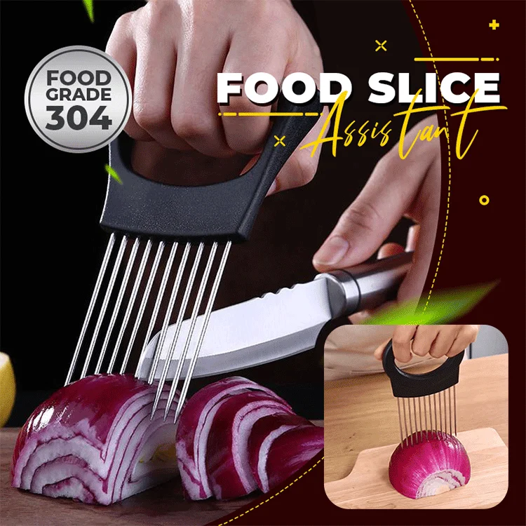 Food Slice Assistant Vegetable Holder Stainless Steel Onion Cutter Fork Fruit Vegetables Slicer Tomato Knife | Дом и сад