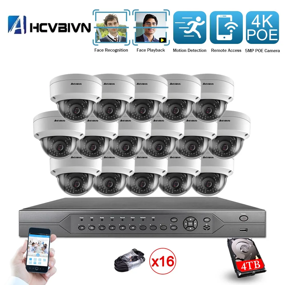 AHCVBIVN H.265+ 16CH 4K 5MP POE Kit CCTV Camera System Outdoor WaterProof Security POE IP Camera Video Surveillance Set 4TB HDD
AHCVBIVN H.265+ 16CH 4K 5MP POE Kit CCTV Camera System Outdoor WaterProof Security POE IP Camera Video Surveillance Set 4TB HDD